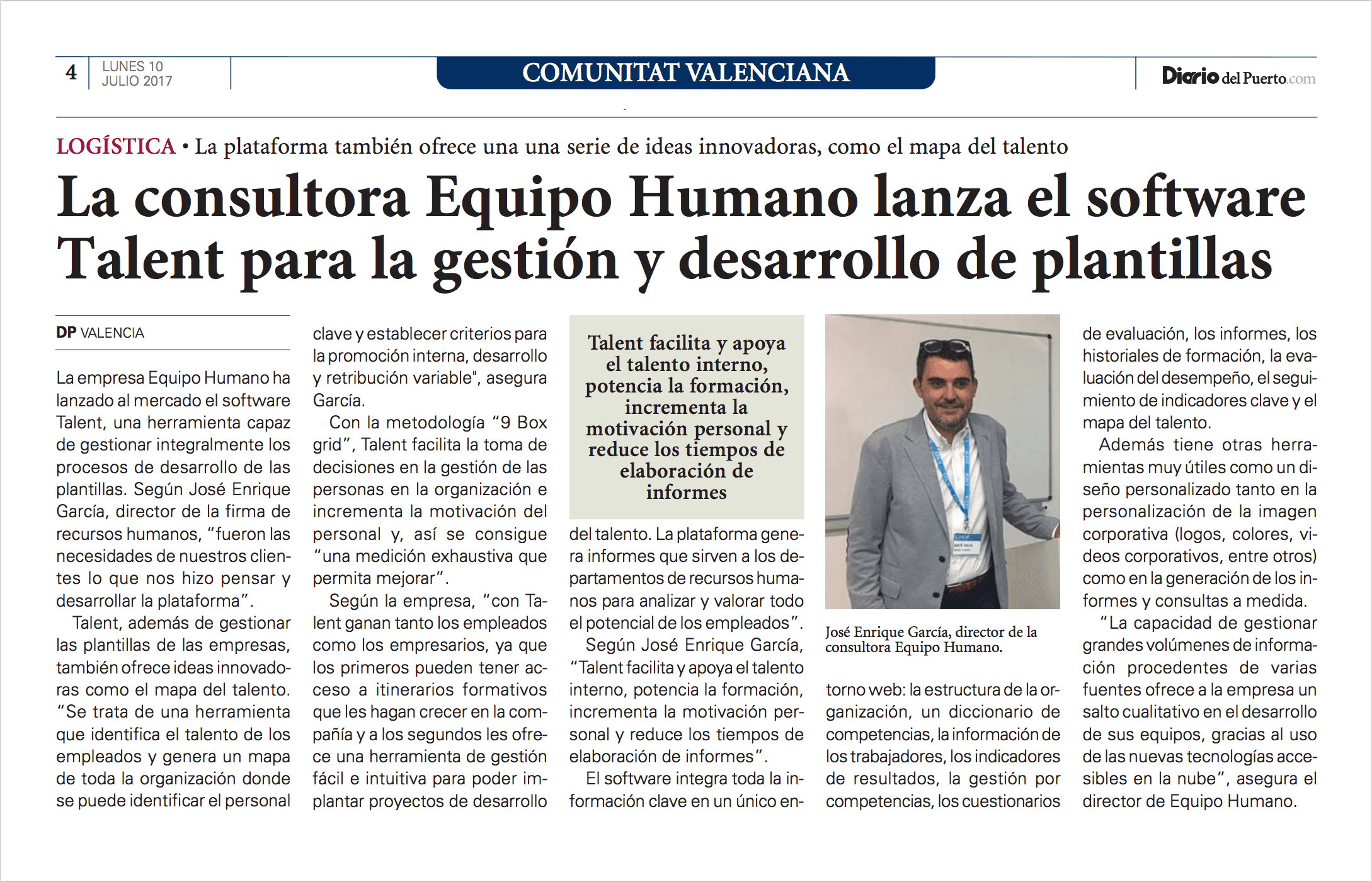 Equipo Humano con Talent en El Diario del Puerto